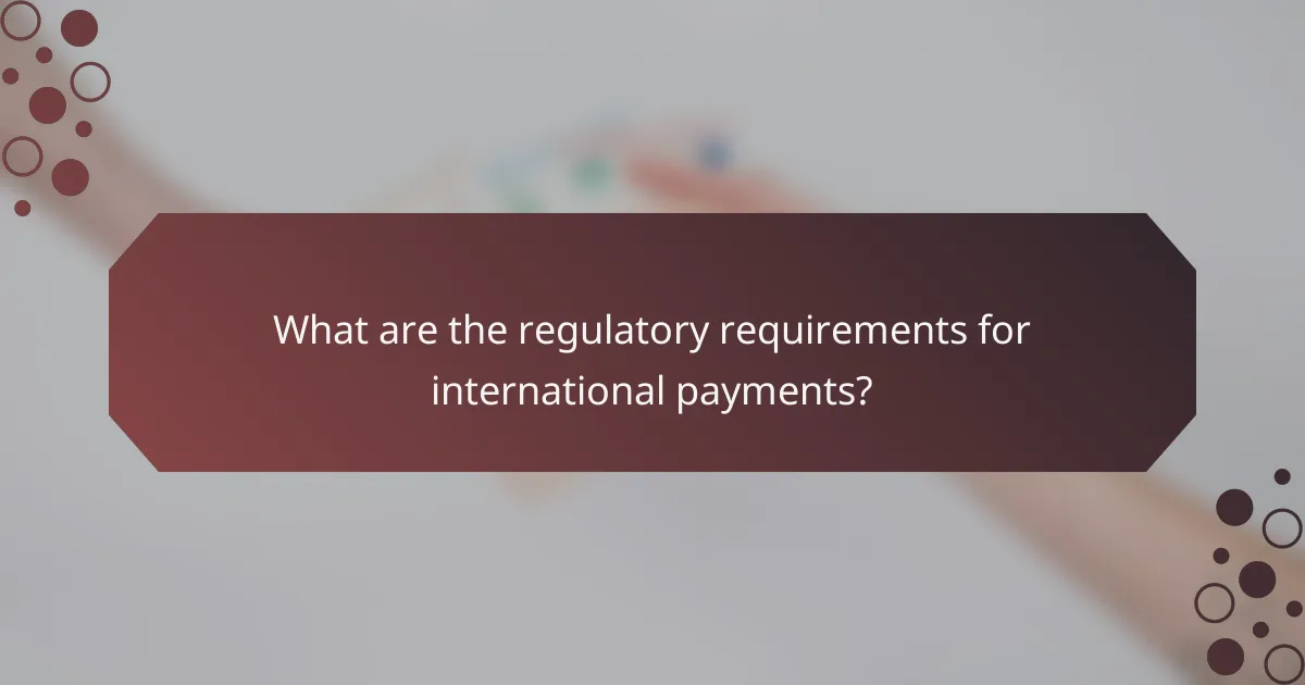What are the regulatory requirements for international payments?